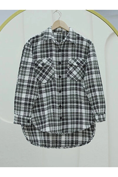 nedo7 Tweed Shirt with Flap Pocket - Khaki