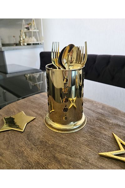 LOVYCO Gold Metal Cutlery Apple Detailed Presentation Cutlery Kitchen Cutlery 16 cm