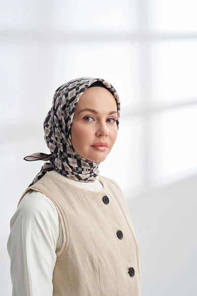 ARMANDA Network Pattern Twill Silk Scarf - 4307-01