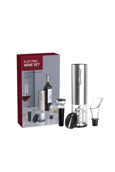 Adsinio Tirbușon electric, set deschizător de vinuri, dop de servire și dop cu vid, Adsinio, argintiu/negru