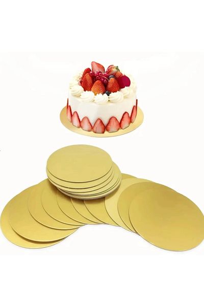 alenked Under Cake Round Gold 20cm Thick Cardboard - 5 Pieces