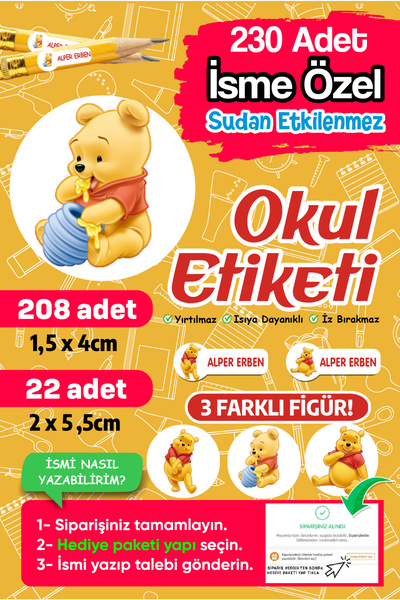 PANDA SOKAĞI Etichetă pentru școală Etichetă pentru caiet Etichetă personaliz...