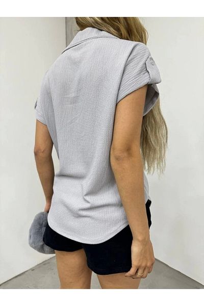 nedo7 Double Sleeve Single Pocket Wrinkle Shirt - Gray