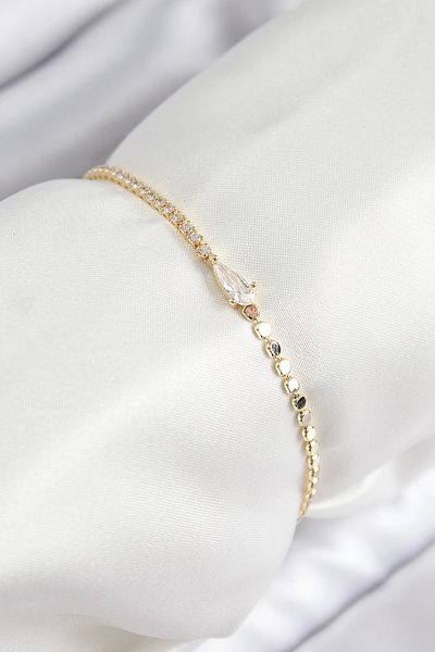 Clariss Brass Zircon Stone Drop Model Crush Chain Gold Color Women's Bracelet