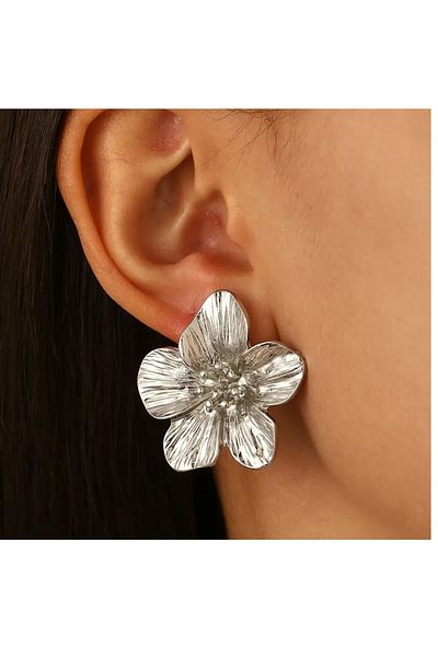 mos&more Silver Flower Women Earrings