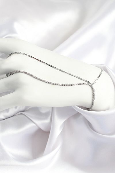 norsary Brass Zircon Stone Crushed Chain Model Silver Color Women's Shahmeran