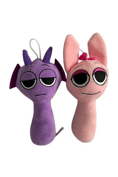 OEM Set 2 plush toys Sprunki: Durple and Pinky, purple-pink, 23cm