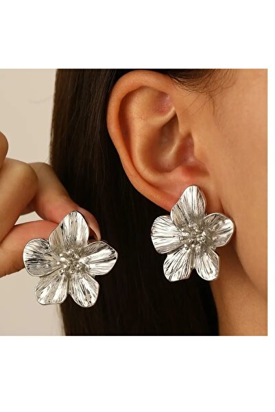 mos&more Silver Flower Women Earrings