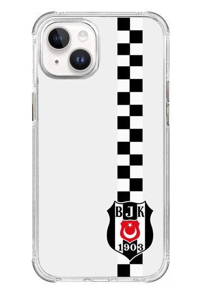 Beşiktaş حافظة هاتف شفافة مرخصة لهاتف iPhone 12 متوافقة مع شريط الداما