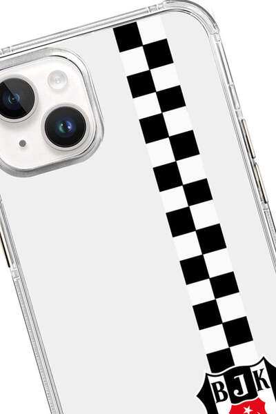 Beşiktaş حافظة هاتف شفافة مرخصة لهاتف iPhone 12 متوافقة مع شريط الداما