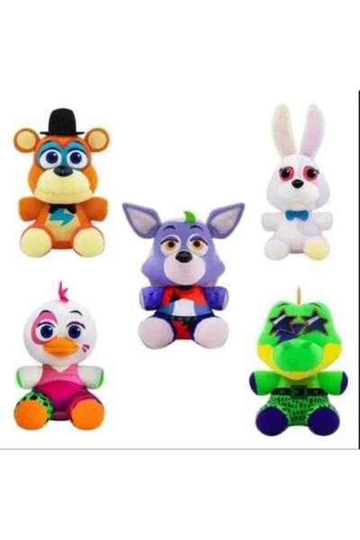 OEM Set 5 figurine Five Nights at Freddy's, cu breloc indragitele personaje din jocul FNAF, 17 cm