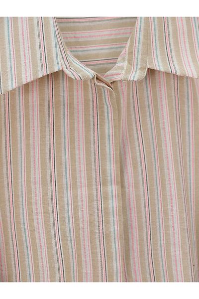 nedo7 Oversize Shirt with Long Embossed Stripes on the Back - Mink
