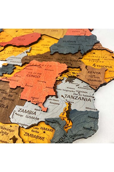 MapofX 3D Afrika Harita Tablosu, Ofis Duvar Dekor - Large