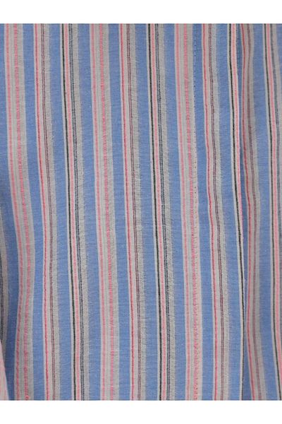 nedo7 Long back embossed striped Oversized shirt -blue