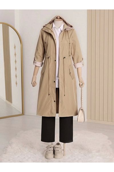 nedo7 Striped lined trench coat - light mink