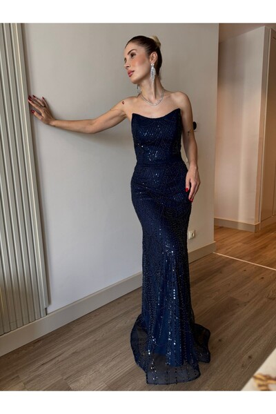 YK FASHION Payet İşlemeli Strablez Abiye