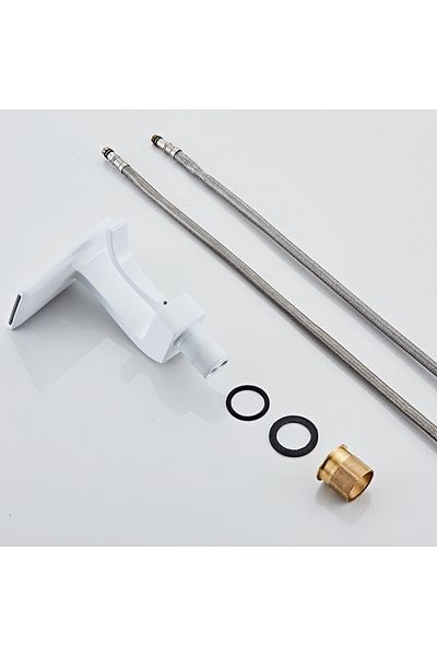 Adsinio Bathroom sink mixer,Adsinio,Copper body, Waterfall outlet,Manual water temperature adjustment,White