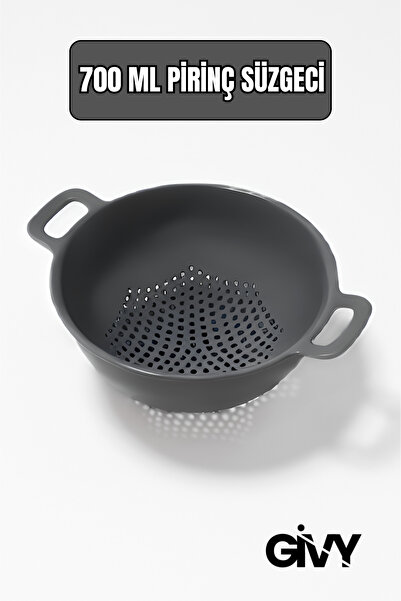 GİVY Gri Pirinç Süzgeci 700 ml | Pirinç, Sebze, Bakliyat Yıkama ve Süzme Kabı...