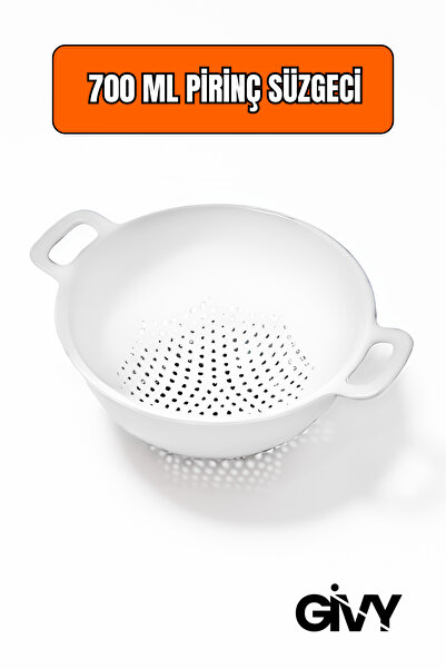GİVY Beyaz Pirinç Süzgeci 700 ml | Pirinç, Sebze, Bakliyat Yıkama ve Süzme Ka...