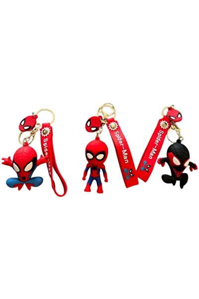 SPIDERMAN Set 3 Spider-Man Keychain Figurines, 5-6cm, Multicolor