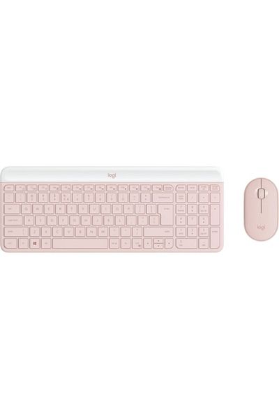 logitech Combinație tastatură și mouse wireless MK470, subțire, aspect american, roz