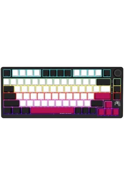 LORGAR Tastatură mecanică wireless Bluetooth KBP7075W, neagră/roșie, fără tas...