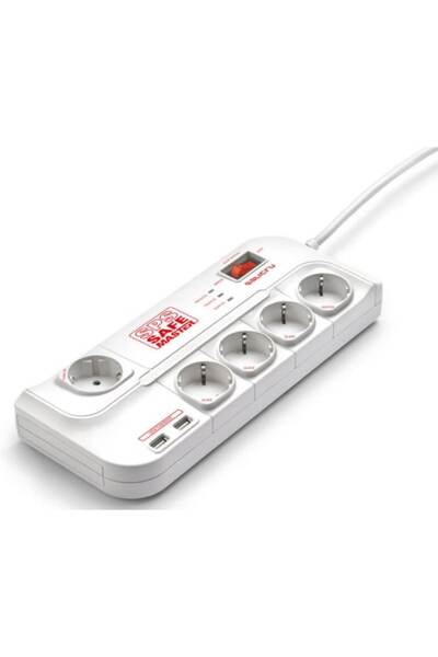 Salicru SPS.SAFE MASTER Power Strip, 5 Sockets, 2 USB, 1.8 m White