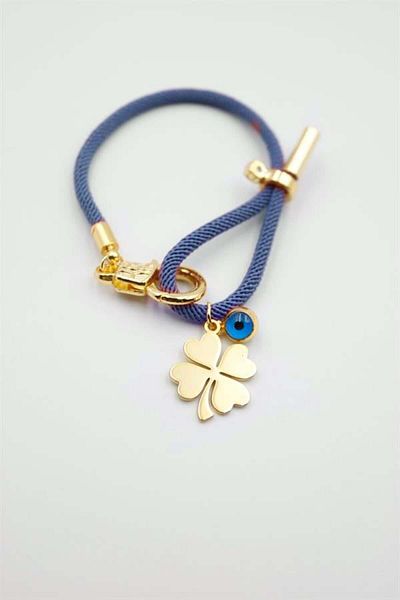 MBB ETİCARET String Clover Bracelet - Navy Blue