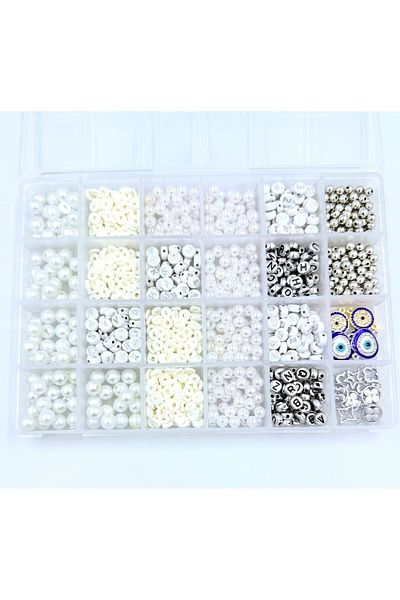 yiğit aksesuar Pearl Bead Silver Letter Bead Fimo Bead and Silver Spacer Jewelry Bracelet Making Kit Supplies