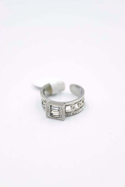 MBB ETİCARET 6-Piece Jewelled Baguette Ring - Silver