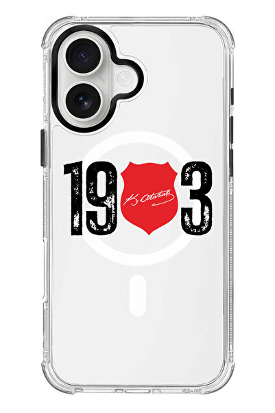Beşiktaş iPhone 16 Uyumlu ATA İmza 1903 Magsafe Şeffaf Lisanslı Telefon Kılıfı
