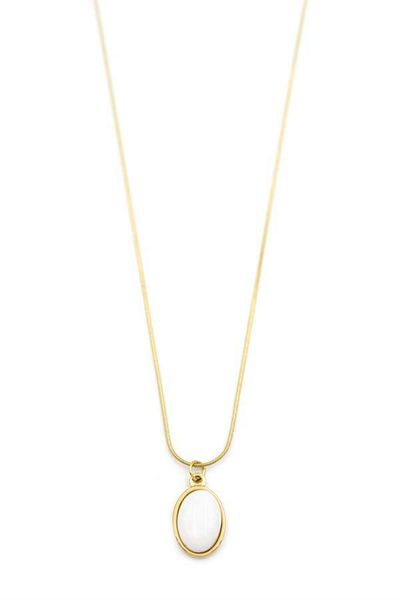 MBB ETİCARET Oval stone necklace - white