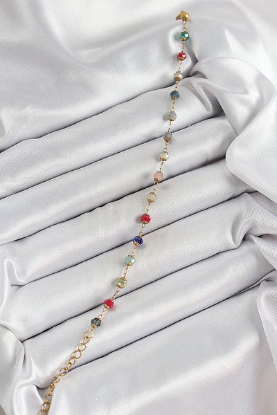 MBB ETİCARET 316L Steel Gold Color Chain Mix Color Crystal Stone Women's Bracelet - Tj-Bb7095