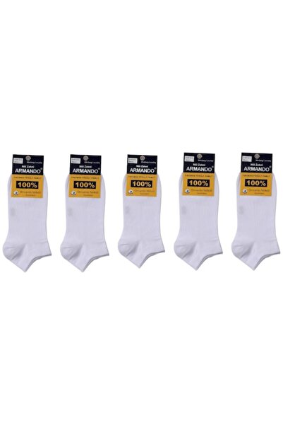 ARMANDO Set 5 perechi de șosete de damă Armando, bumbac, respirabile, albe, mărimea EU 35-38