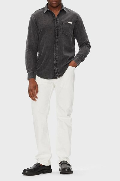 Calvin Klein Jeans Denim Shirts Men's Black Shirt Lv040Bm733-Kqb
