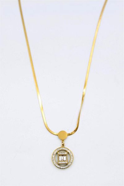 MBB ETİCARET Baguette Stone Necklace - Gold