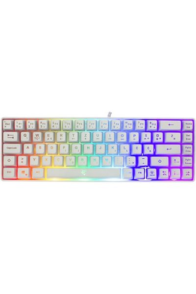white shark Gaming Wired Keyboard White Shark RONIN, Compact Carry-On Type, 19 Anti-Ghosting Keys, Rainbow LED I