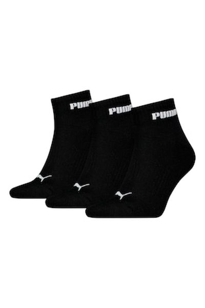 Puma , Set of unisex short socks with contrasting logo - 3 pairs, Black, 35-38