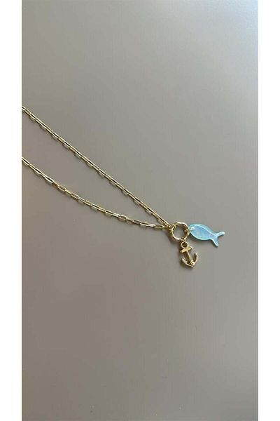 MBB ETİCARET Anchor Fish Necklace - Gold
