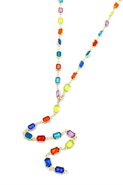 MBB ETİCARET Colored Stone Y Necklace - Gold