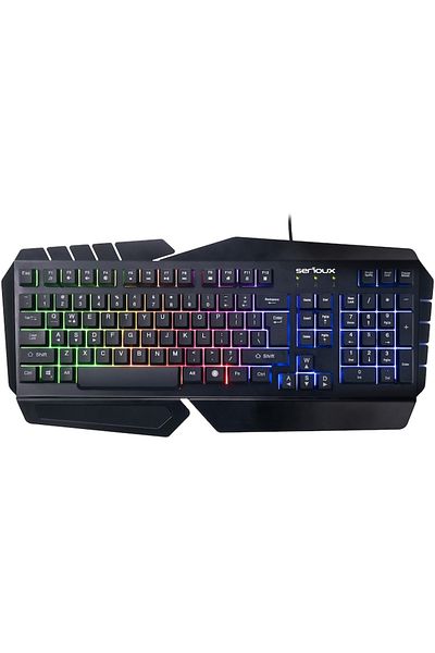 SERIOUX Tastatură de gaming Andor, iluminare curcubeu, carcasă metalică, design ergonomic, neagră