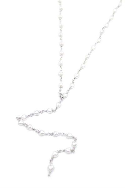 MBB ETİCARET Heart pearl y necklace - silver