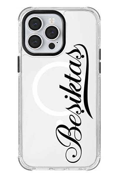 Beşiktaş iPhone 14 Pro Max Uyumlu El Yazı Magsafe Şeffaf Lisanslı Telefon Kılıfı
