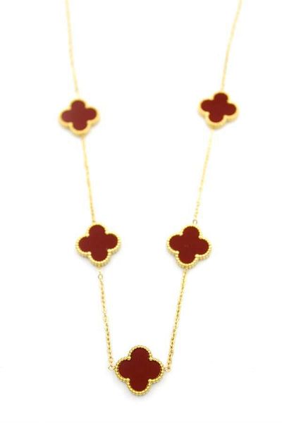 MBB ETİCARET Vc Clover Necklace - Claret Red