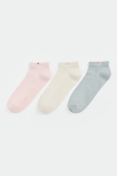 LC Waikiki , Set of ankle socks - 3 pairs, Dusty Blue, Pale Pink, Cream, Size 36-38