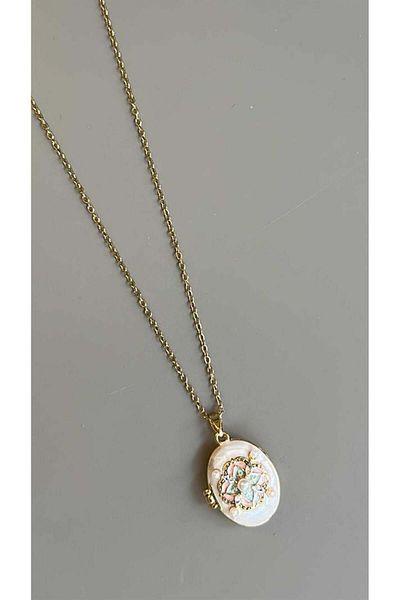 MBB ETİCARET Ethnic patterned necklace with pearls - white