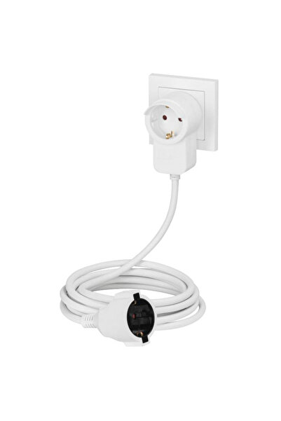Hama Powerplug Extension Cable, Grounding, Extra Socket, H05VV-F3G1.5, 3.0 m, White