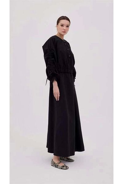 nedo7 Gathered Sleeves Jacket Dress Black