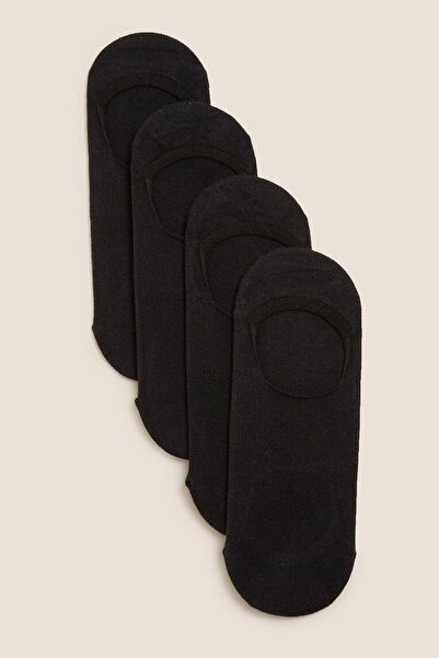 Marks & Spencer , Set of Very Short Socks - 4 Pairs, Black, Size 6-8