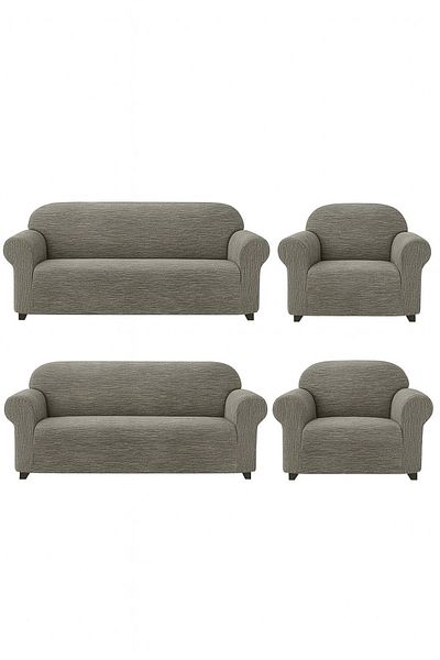 BOSTAN Jacquard Sofa, Sofa, Sofa Bed Cover Stick Pattern Flexible Without Skirt For 3+3+1+1 Sets
